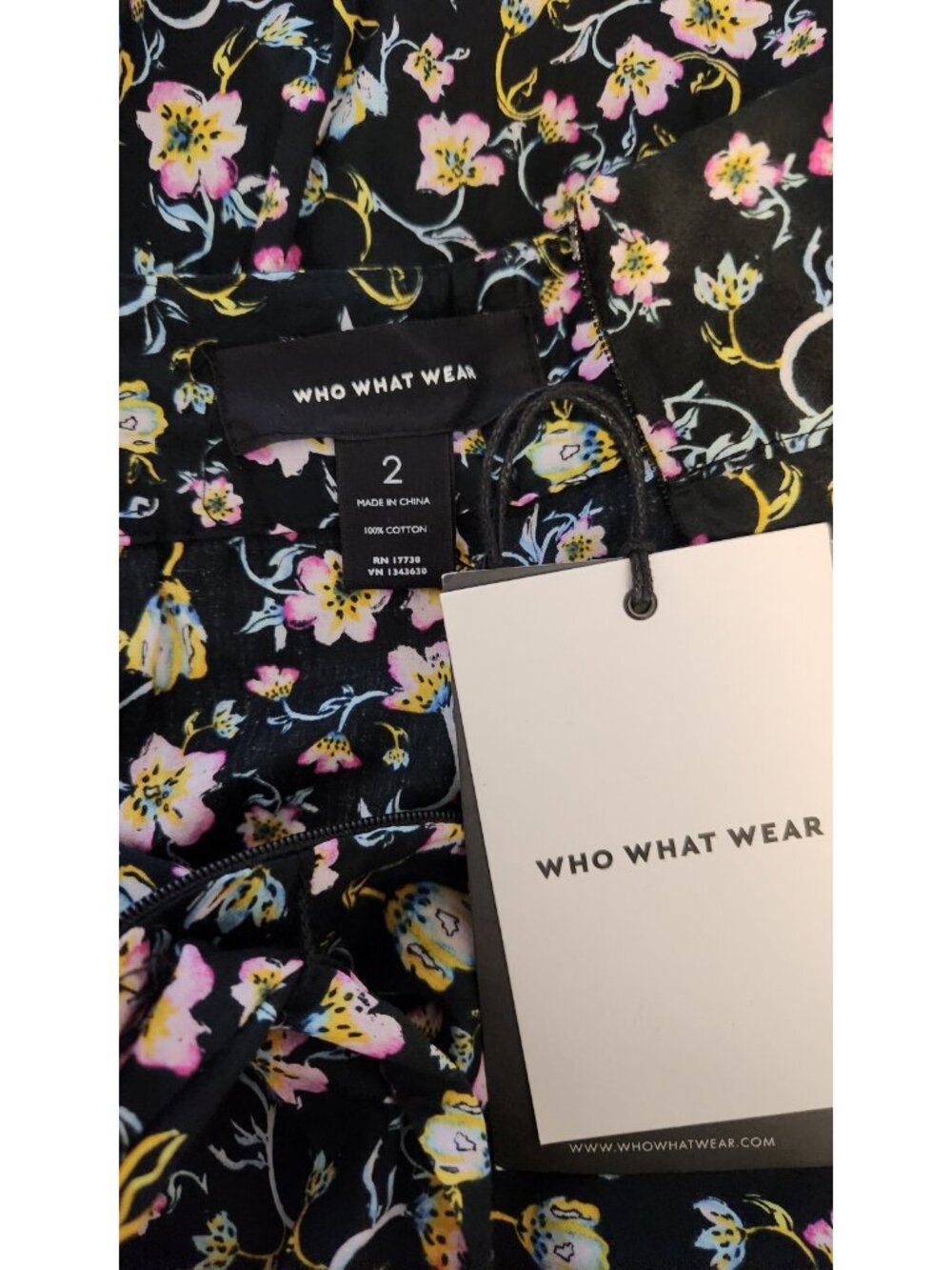 Who What Wear Black w Pink Blue Floral Print Long Skirt Womens Size 2 XSMALL NEW - Picture 6 of 6